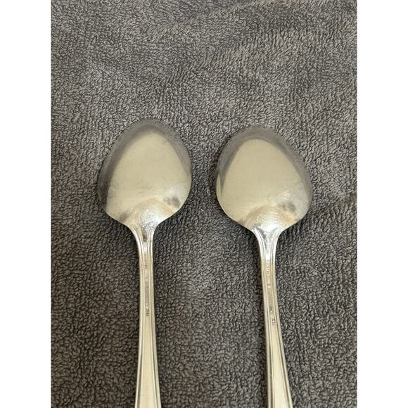 Antique 1914 WM Rogers Silverplate Serving Spoons Vintage Floral Design Silver - Picture 6 of 8